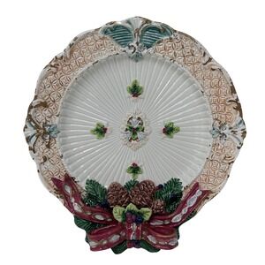 Fitz and Floyd Christmas Florentine Decorative Plate 10‎ Inch Ceramic